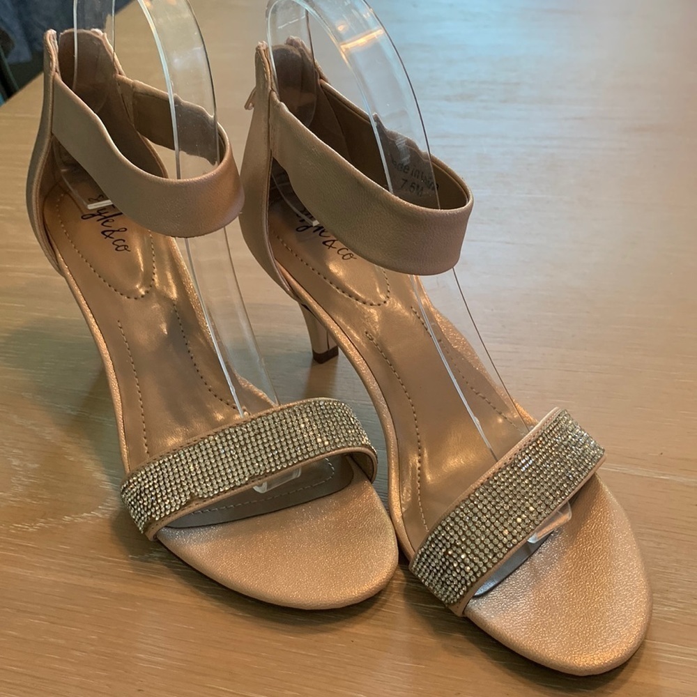 Style & Company light metallic pink heels with rhinestones some damage, reduced